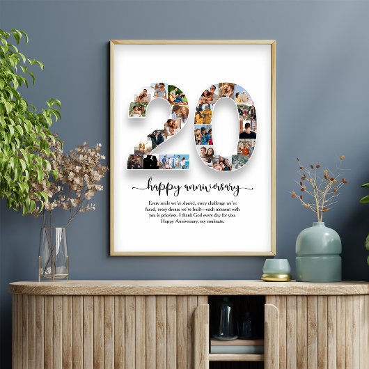 Affiche de collage photo 20e anniversaire