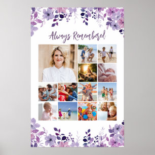 Affiche de collage photo commémoratif avec fleurs