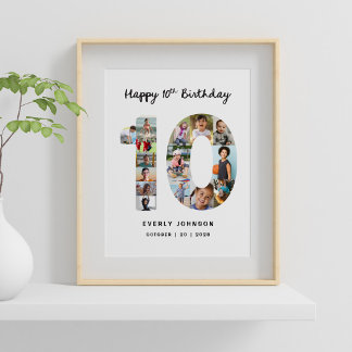Affiche de collage photo numéro d'anniversaire 10