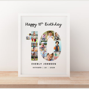 Affiche de collage photo numéro d'anniversaire 10