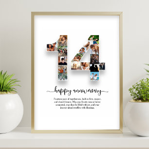 Affiche de collage photo pour le 14e anniversaire