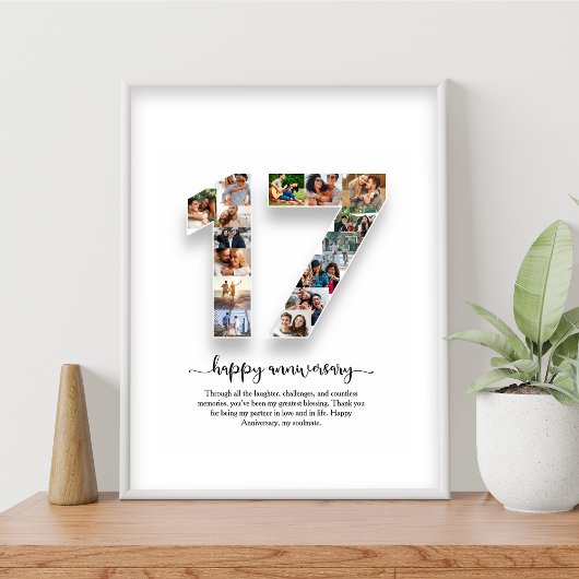 Affiche de collage photo pour le 17e anniversaire