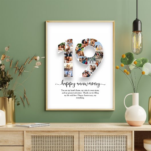 Affiche de collage photo pour le 19e anniversaire