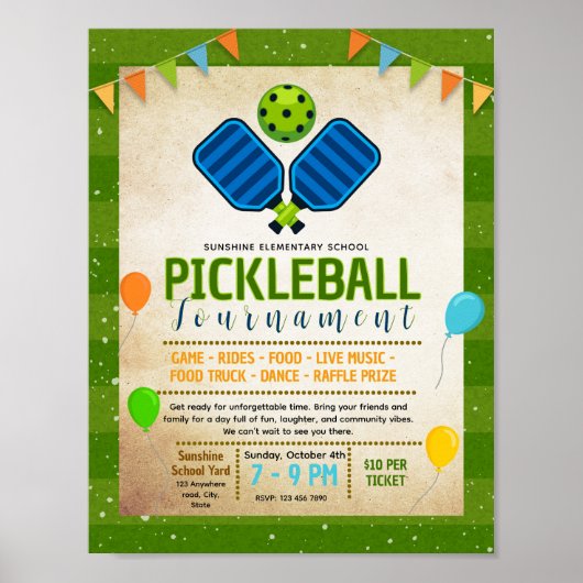 Affiche de collecte de fonds de pickleball modifia (Devant)