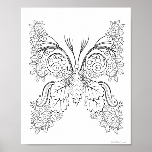 Affiche de coloriage Butterflowers #6 (Devant)