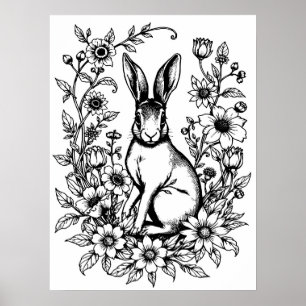 Affiche de coloriage de lapin Art Nouveau 2