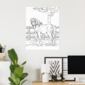 Affiche de coloriage du cheval (Bureau à domicile)