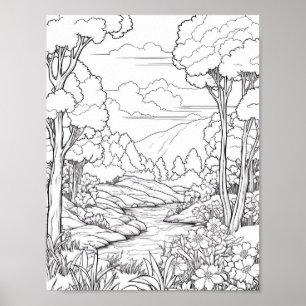 Affiche de coloriage du paysage relaxant