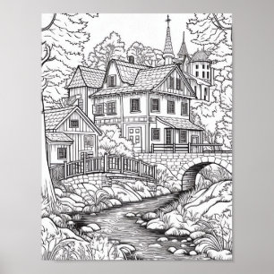 Affiche de coloriage du paysage relaxant