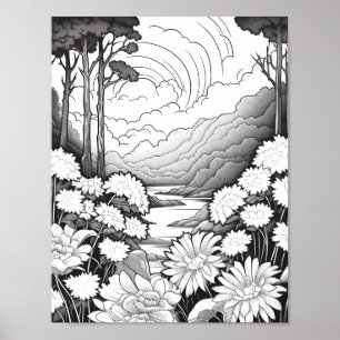 Affiche de coloriage du paysage relaxant