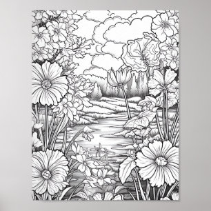 Affiche de coloriage du paysage relaxant