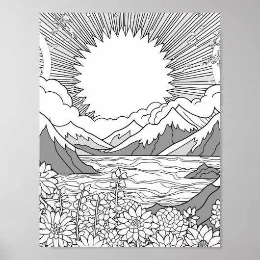 Affiche de coloriage du paysage relaxant (Devant)