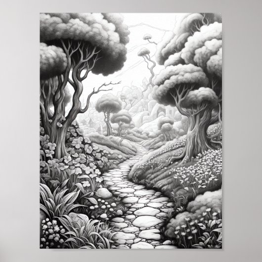 Affiche de coloriage du paysage relaxant (Devant)