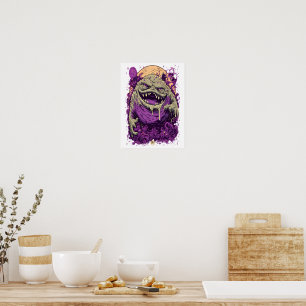 Affiche de comic d'horreur de monstre violet
