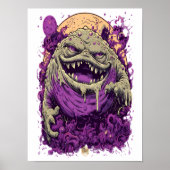 Affiche de comic d'horreur de monstre violet (Devant)