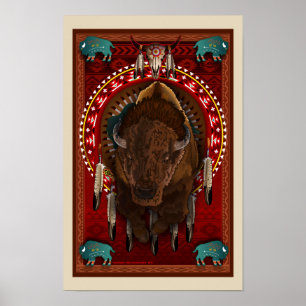 Affiche de conception de Buffalo de Natif