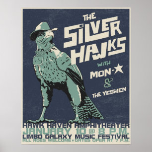 Affiche de concert des S-hawks - en détresse