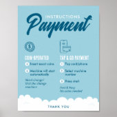 Affiche de consignes de paiement pour laverie auto (Devant)
