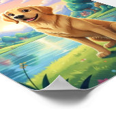 Affiche de conte de fées de chiot Golden Retriever (Coin)