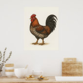 Affiche de coq vintage | Poulet de ferme rustique (Cuisine)