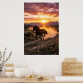 Affiche de coucher de soleil de cheval sauvage maj (Cuisine)