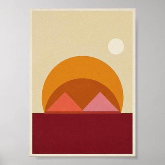 Affiche de coucher de soleil géométrique abstrait (Devant)