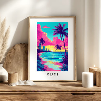 Affiche de coucher de soleil sur la plage tropical