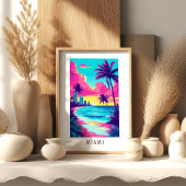Affiche de coucher de soleil sur la plage tropical