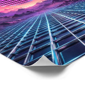 Affiche de coucher de soleil Vaporwave — Grille de (Coin)