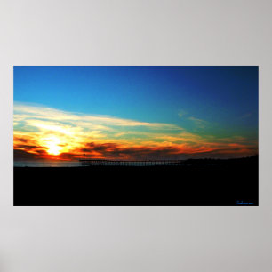 Affiche de coucher du soleil de pilier de Ventura