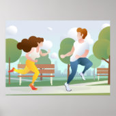 Affiche de couple courant dans un parc (Devant)