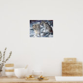 Affiche de couple de loups d'Alaska en hiver (Cuisine)