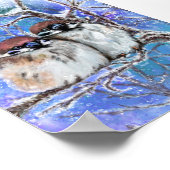 Affiche de Couple de Moineaux en Hiver (Coin)