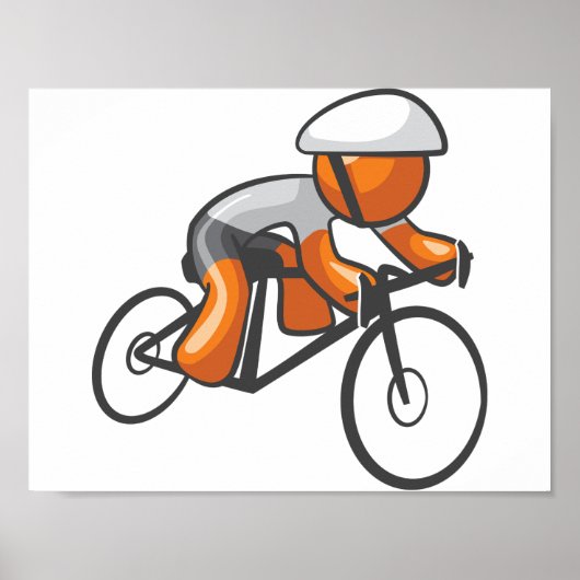 Affiche de coureur orange de cyclisme sur route (Devant)