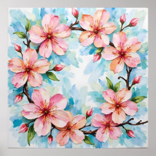 Affiche de couronne de fleurs de cerisier