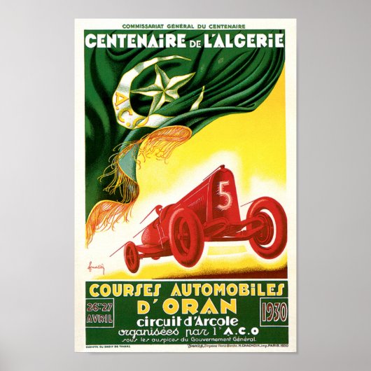 Affiche de course automobile vintage (Devant)
