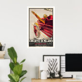 Affiche de course vintage du circuit de Milan (Bureau à domicile)