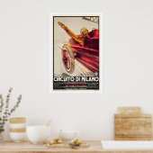 Affiche de course vintage du circuit de Milan (Cuisine)