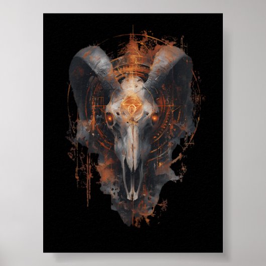 Affiche de crâne de bélier Occultisme Steampunk Ar (Devant)