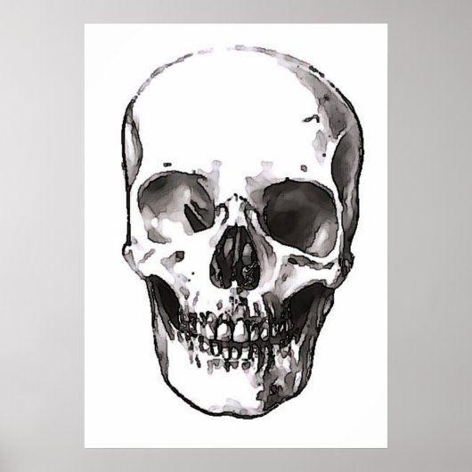 Affiche de crâne impression noir et blanc Pop Art (Devant)