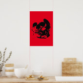 Affiche de crâne imprimée - Art pop noir et rouge (Cuisine)
