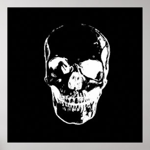 Affiche de crâne - Pop Art noir et blanc, Fantasti