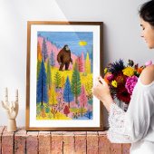 Affiche de créature cryptide Bigfoot mignonne