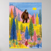 Affiche de créature cryptide Bigfoot mignonne (Devant)