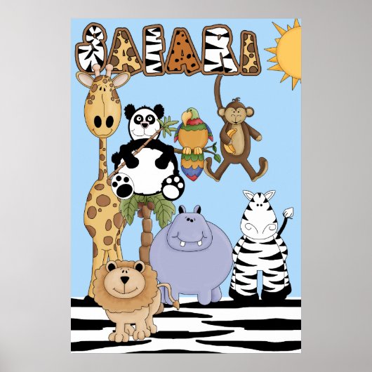 Affiche de crèche Animaux de Safari (Devant)