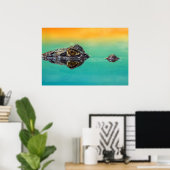 Affiche de crocodile sur une étendue d'eau calme (Bureau à domicile)