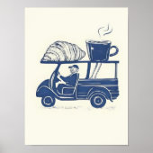 Affiche de croissant en linogravure Impression caf (Devant)