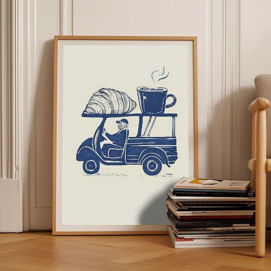 Affiche de croissant en linogravure Impression caf