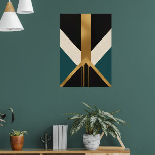 Affiche de croix en or Art déco Géométrique noir