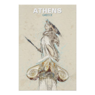 Affiche de croquis de statue d'Athéna de la Grèce
